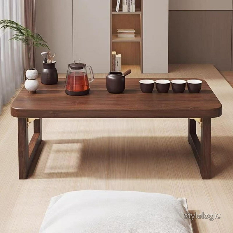 乐天商城 - 【送料無料】センターテーブル 完成品 丸みのあるデザイン 折りたたみローテーブル 収納便利 センターテーブル 折りたたみ 適用されるリビング、学習机、茶室、ピクニック、キャンプに最適 (クルミ色)