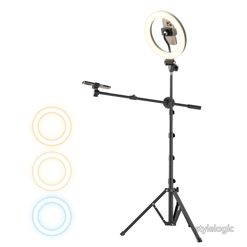 Rakuten - 【送料無料】.インチ撮影用ライト ライト付き三脚スマホスタンド LUXSURE 高演色LED 3色モード＆10段階調光 真上から撮影