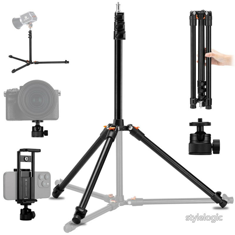 Rakuten - 【送料無料】ライトスタンド 1~260cm 撮影用 ボール雲台付き カメラ 三脚 アルミニウム 折り畳み収納 コンパクト 合金製 軽量 耐荷重5kg ストロボ/スタジオ