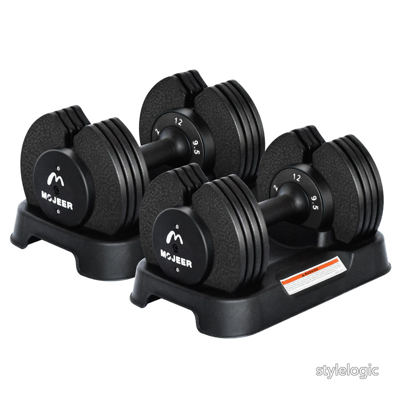 Rakuten - 【送料無料】ダンベル 可変式 2kg 2個セット アジャスタブルダンベル 2~12kg 5段階調節 1秒で重量調整 コンパクト クイックダンベル 筋トレ 日本語取扱説明書付き