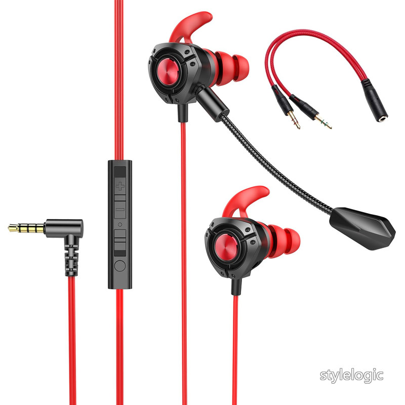 【送料無料】3.5mm スカイプ zoom カナル型 ゲーミングヘッドセット イヤホン マイク 有線 リモコン イヤホンマイク ゲーム PC パソコン スマホ ゲーム ps4 マイク付きイヤホン ヘッドセット PS4 PS5 PC Switch PUBG Android/phone スマホ スイッチ 対応 (レッド)