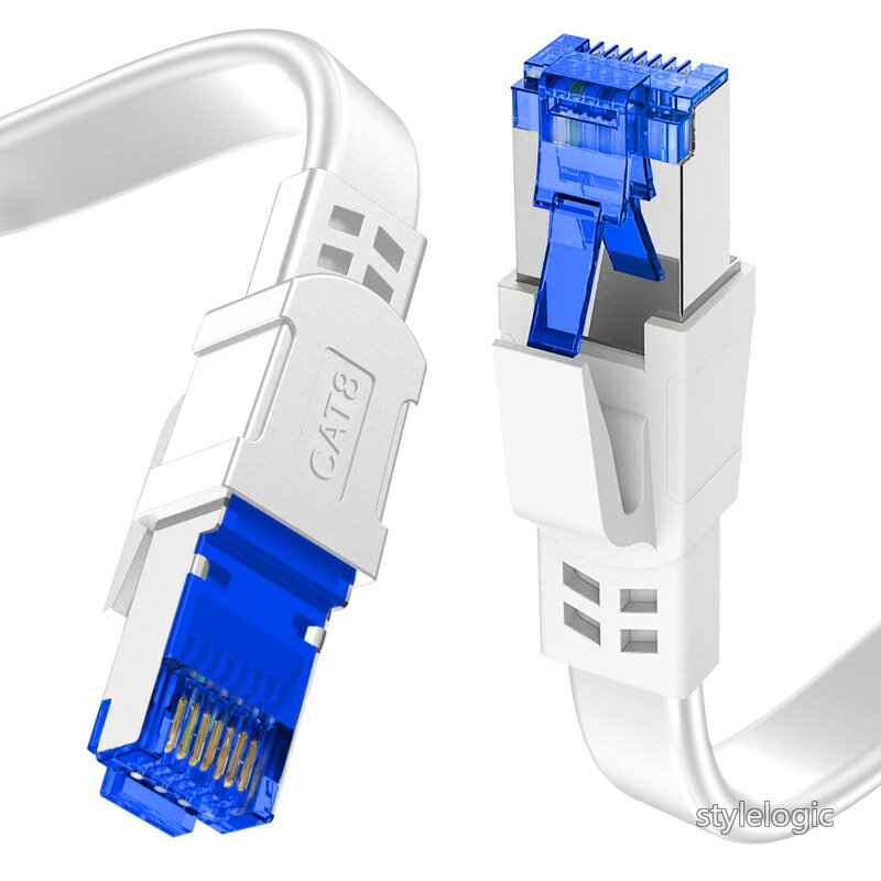 30m CAT8 Soohut 高速 40Gbps/2000MHz ランケーブル RJ45 コネクタ インターネット フラット LANケーブル 爪折れ防止 屋外用 シールド モデム ルータ PS3 PS4 Xbox等に対応