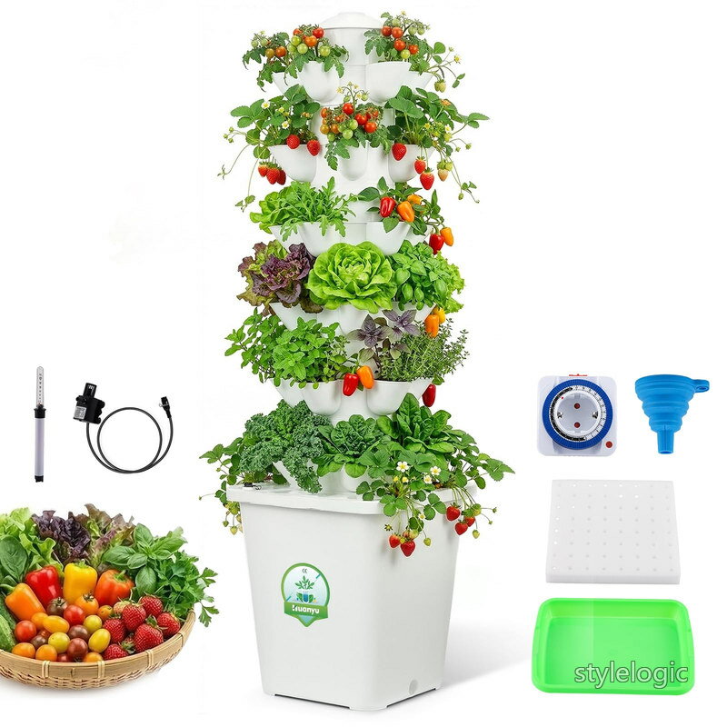 【送料無料】水耕タワー 水耕栽培システム 30ポッド 野菜植物塔 10L水タンク 6層 タイマー付き 水耕タワーガーデン 果物/野菜用 省スペース 自動水循環システム ガーデニング愛好者向け 家庭菜園 日本語取扱説明書