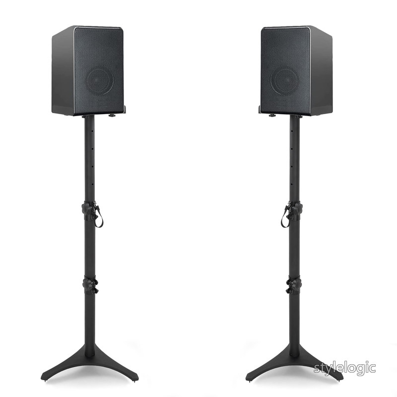 Rakuten - 【送料無料】卓上モニタースピーカースタンド ペア デスクトップスピーカースタンド コンピュータスピーカー DJ用 ブラック 3段 幅13.5~21cm