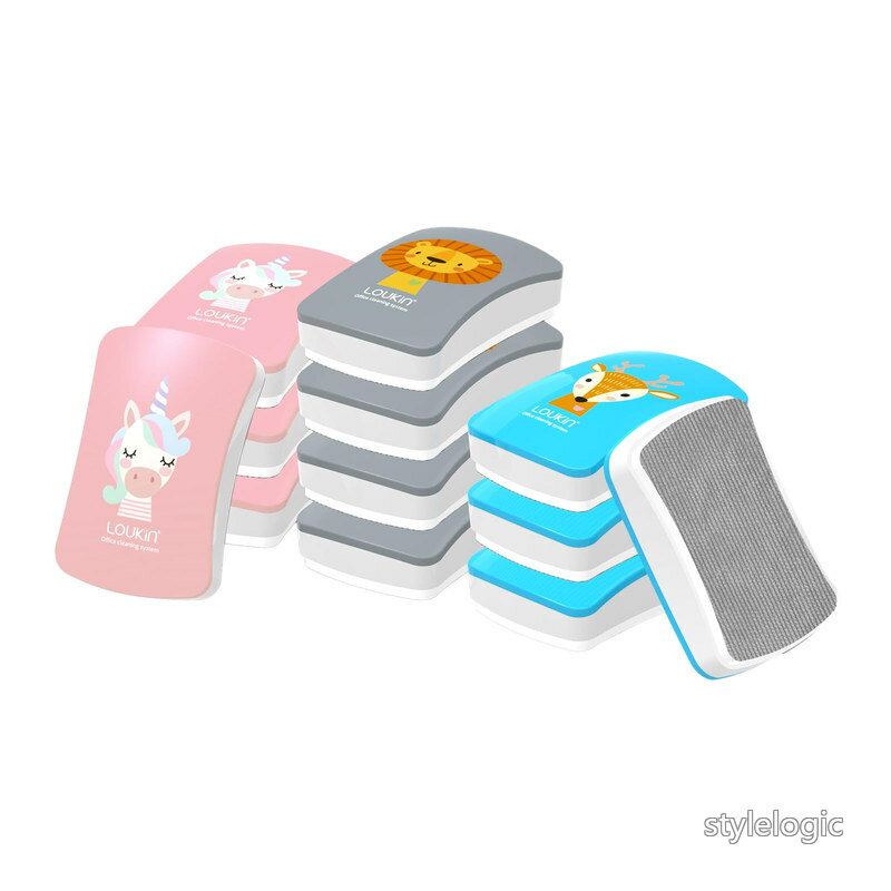 Rakuten - 【送料無料】ホワイトボードイレーザー ミニサイズ 子供用 磁気 かわいい ミニホワイトボード消しゴム ミニガラスボードイレーザー 12 個入り 55 x 35 x 15mm (ブルー、ピンク、グレー)