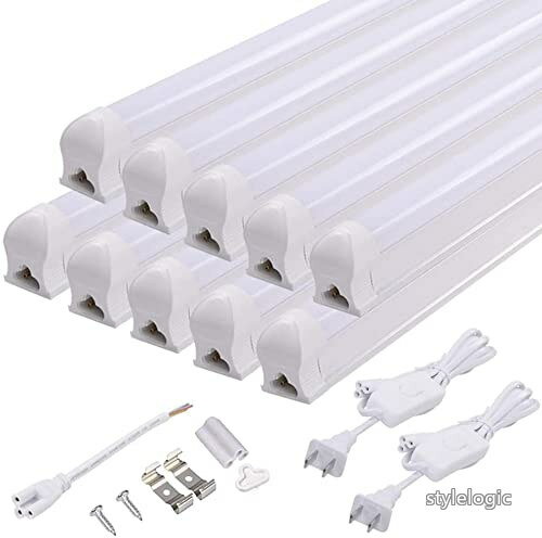 Rakuten - 【送料無料】器具一体型 led蛍光灯 40W型 昼白色 消費電力18W 高輝度 2300LM 120cm AC85~265V対応 5000Kの太陽光に近い自然な光 蛍光管 直管 一体型ランプ ライト工場用led照明器具 軽量 取り付け簡単 省エネ 天井/キッチン照明 10本