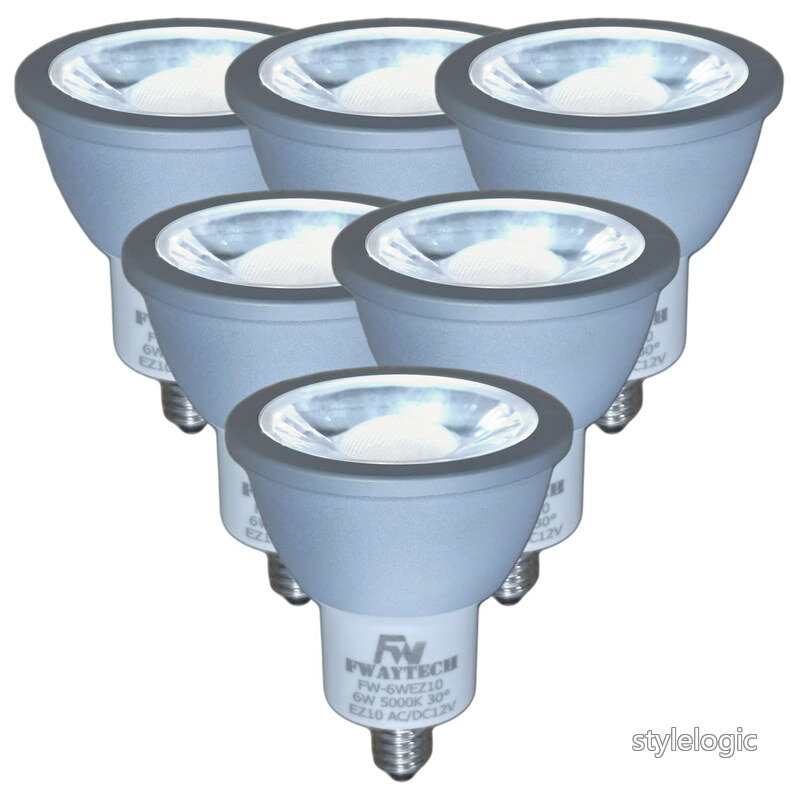 Rakuten - 【送料無料】LED ez10口金 12V 6W ハロゲン電球形 昼白色5000ケルビン ダクトレール用LEDスポットライト ダイクロハロゲン50W〜60W相当 密閉器具対応 (昼白色相当(5000K) 6W EZ10口金 30度(6個))
