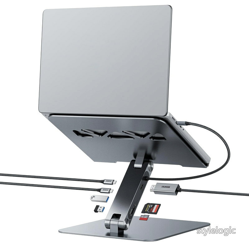 【送料無料】BENFEI ノートパソコンスタンド USB C 7in1 ドッキングステーション、HDMI 4K@60Hz、SD x 1、Micro SD x 1、100W 電源供給、10Gbps、USB C 3.2 x 1、USB A 3.2 x 2、MacBook Pro/Air、iPad Pro、XPS、Thinkpad 対応