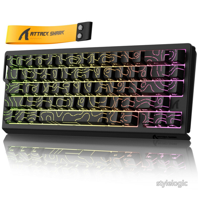 Rakuten - 【送料無料】ATTACK SHARK X68HE ラピッドトリガー ポーリングレート8000Hz対応 RT0.01mm 8000hz RGB 有線USB 磁気スイッチ 0.125msディレイ ゲーミングキーボード ダブルPBTキーキャップ デッドゾーン調整機能 ホットスワップ可能(コンターブラック)