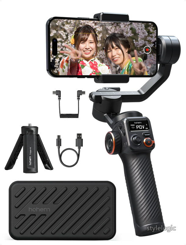 hohem M6 ジンバル hohem 7.0 3軸手ぶれ防止スマホジンバル 自動追跡 ジェスチャー操作 360°無限回転 手持ちジンバル スマホ 18時間駆動 スマホに給電可能 耐荷重400g Android&iPhone対応 Vlog スマホ スタビライザー 国内正規品 (ブラック)