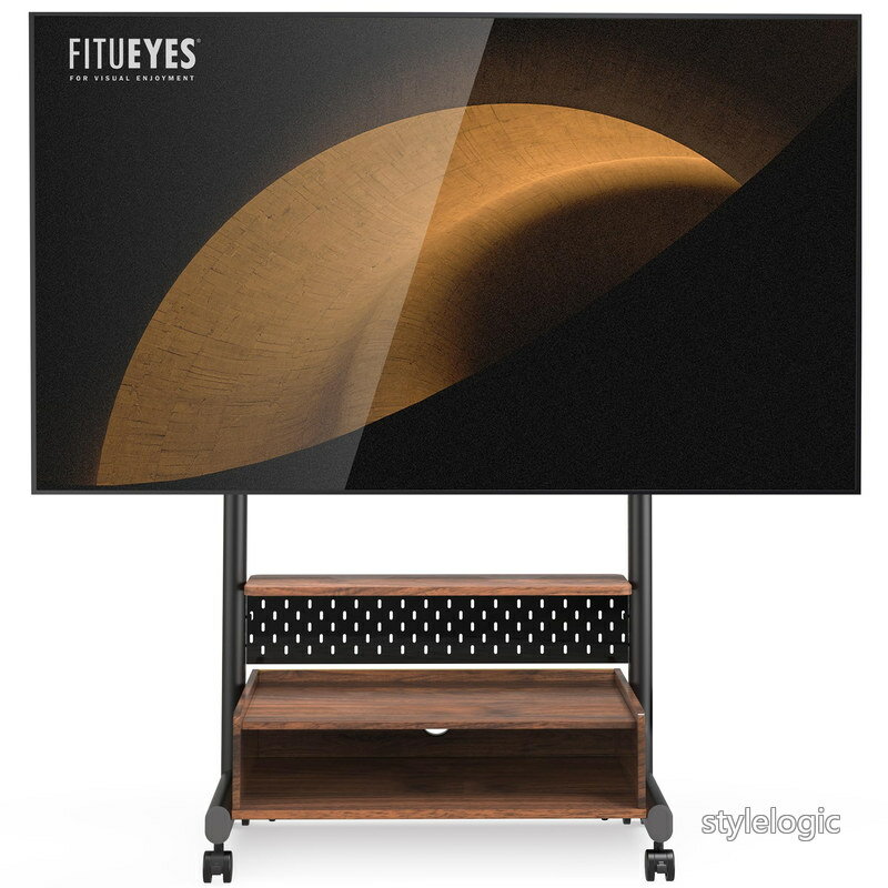 Rakuten - 【送料無料】FITUEYES テレビスタンド Kシリーズ テレビ台 マウント付き 40〜85インチテレビ対応 耐荷重60kg 有孔ボード付き 高さ調節可能 大容量収納 安定性よい 木製 ウォールナット K-A207201WD
