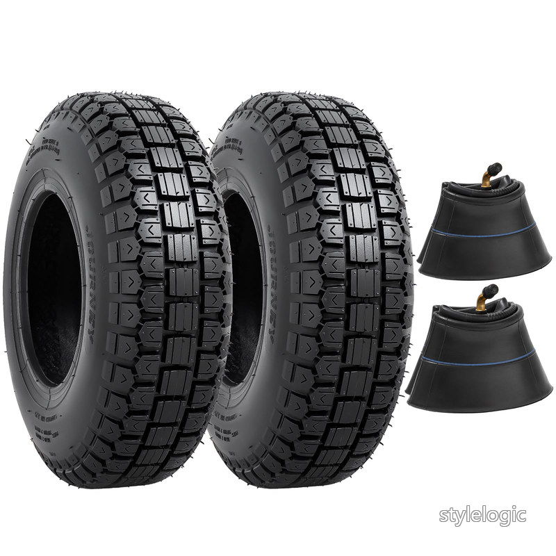 【送料無料】2本セット 4.10-6 タイヤ 4.10/3.50-6 タイヤ + 4.10/4.00/3.50-6 チューブ バルブ TR87 適用 4.10-6 3.50-6 除雪機/芝刈り機/ハンドカー/耕うん機 P-520A