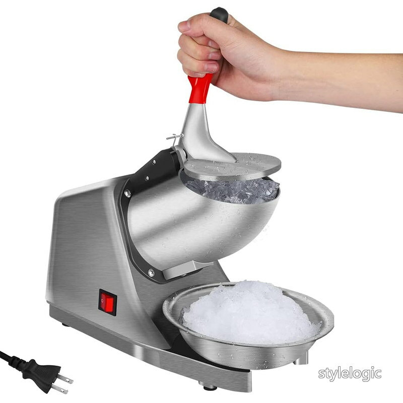 【送料無料】かき氷機 電動 300Wハイパワー 80kg/h砕氷量 30dB低騒音 2200r/min回転数 専用保護カバー/ステンレス製特大トレイ付き マイクロスイッチ 放熱機能 業務用/家庭用 日本語説明書付き [並行輸入品]