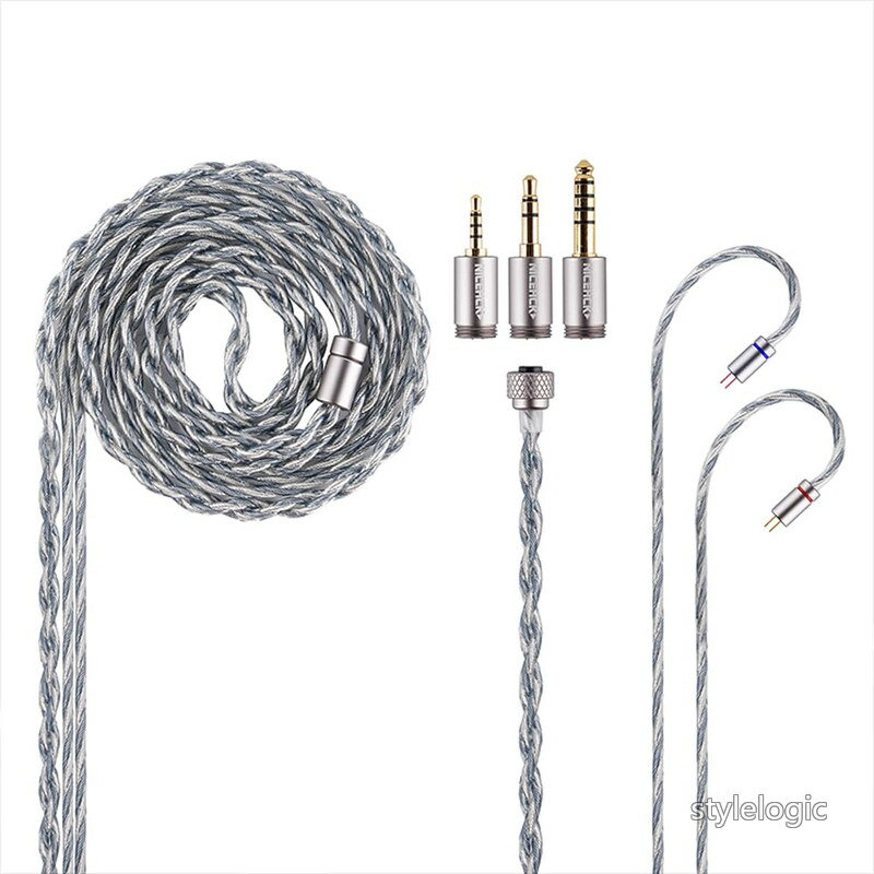 NICEHCK BlueLuna イヤホンリケーブル 銀メッキOFC無酸素銅 0.78mm 2Pin コネクタ 3.5mm 2.5mm 4.4mm 交換式プラグ hifiリケーブル Himalaya付属ケーブル 交換用ケーブル 金属製コネクタ 着脱式 1.2m DIY(2.5/3.5/4.4mm 交換式プラグ)