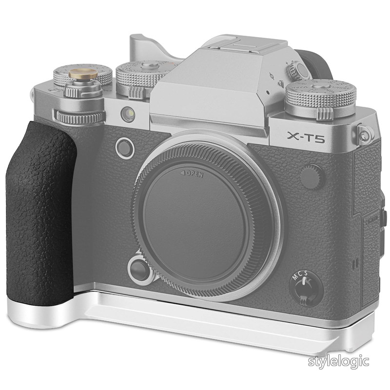 樂天商城 - 【送料無料】Haoge X-T5ハンドグリップ 富士フイルム X-T5カメラL字型グリップ用 人間工学に基づいたシリコンサイドハンドル内蔵 Arca Swiss Type Plate DJI RS2/RS-C2/RS3/RS3-PRO/RS3 Mini用 シルバー MHG-XT5S