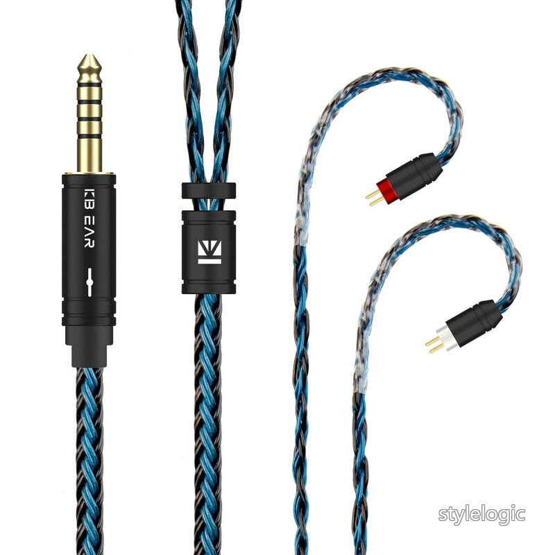 Rakuten - 【送料無料】Yinyoo イヤモニ アップグレードケーブル 0.78mm 2pin 4.4mm 2メートル KBEAR ST16 Plus 5N単結晶銅銀メッキ 16芯 交換用ケーブル 2M長さ バランス イヤホン リケーブル hi-fiオーディオ イヤフォンリケーブル （黒と青・2pin4.4mm・2メートル）