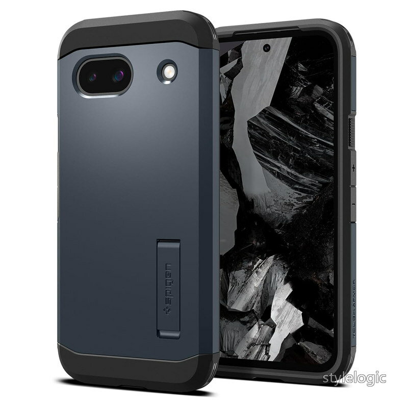 【送料無料】Spigen 【Made for Google 公式認定】 Google Pixel 8a ケース 耐衝撃 スタンド付き 米軍MIL規格取得 耐衝撃 三層構造 スマホスタンド カメラ保護 傷防止 衝撃 吸収 ワイヤレス充電 タフ・アーマー ACS07265 (メタル・スレート)