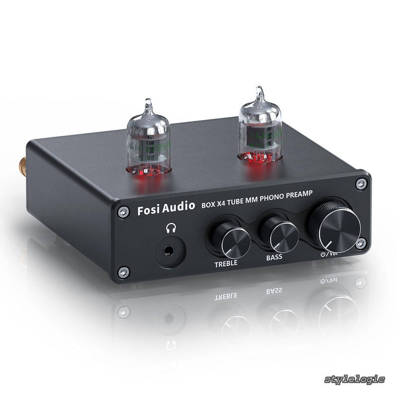 Audio BOX X4フォノプリアンプ＆ヘッドフォンアンプ 6J1真空管搭載 MMターンテーブル用蓄音機用プリアンプ レコードプレーヤー用プリアンプ ボリューム・ベース・トレブルコントロール付き Hi-Fiプリアンプ