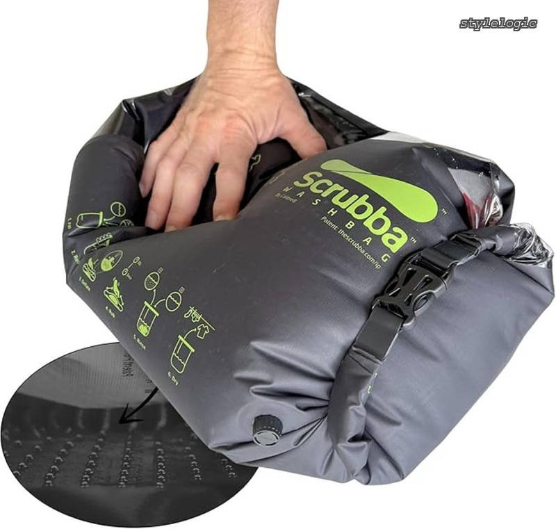 Rakuten - 【送料無料】Scrubba Washbag スクラバ ウォッシュバッグ 便利トラベルグッズ キャンプ 携帯用洗濯袋 (ブラック)