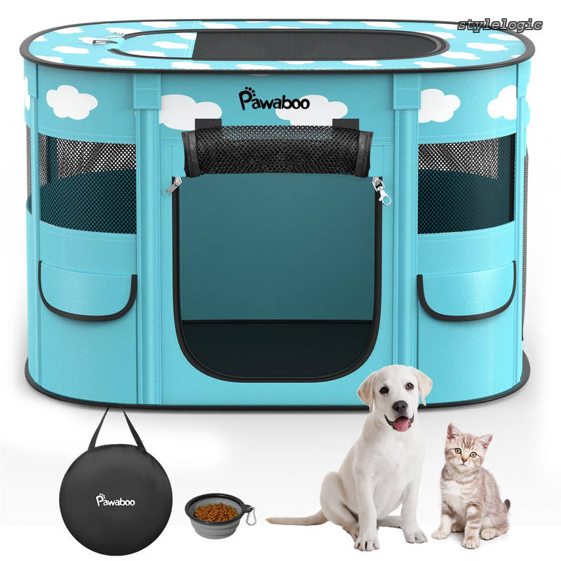 乐天商城 - 【送料無料】折りたたみ Pawaboo 犬 室内 ペット ケージ メッシュ 扉付き 犬用 小型犬 組立簡単 防水 長方形 キャットサークル 引き裂けにくい ペットフェンス ファスナー式 出入り便利 犬 屋外サークル 哺乳期 分娩室 動物フレンドルーム うさぎ ケージ
