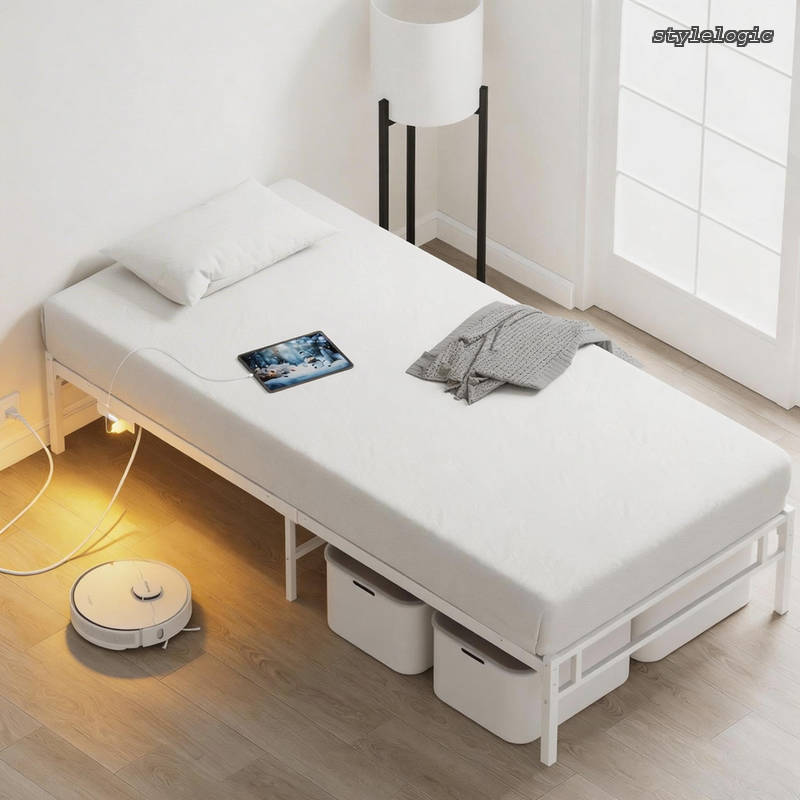 Rakuten - 【送料無料】ベッドフレーム シングル パイプベッド 耐荷重400kg ベッド下収納高さ30cm 一人暮らし べっどふれーむ 静音 耐久 頑丈な 防錆 スチールベッドフレーム (高さ30cm-ホワイト シングル)