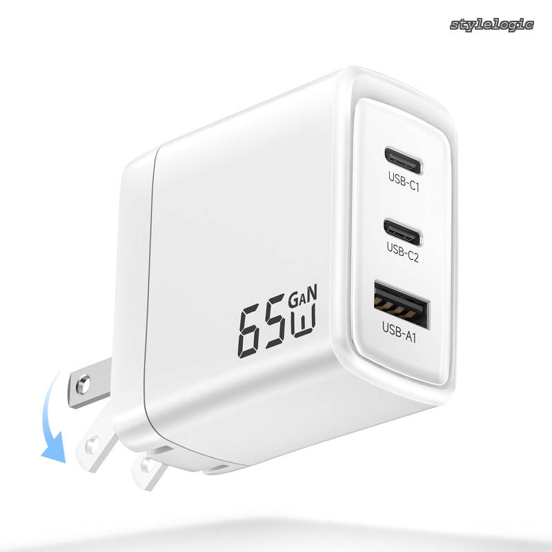 充電器 65W type-c 急速充電器 タイプc GaNIII技術 携帯充電器 3ポート「各Cポートで65W」スマホ充電器 小型 折りたたみ式プラグ 旅行に最適MacBok/MacBok Pro/Pad/For iPhone