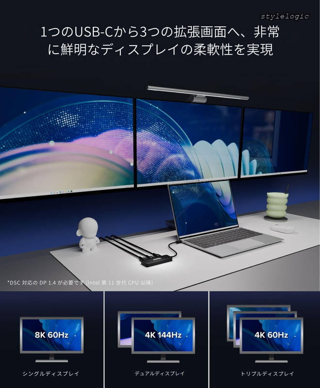 【送料無料】USB-C to HDMI マルチモニターアダプター、トリプル 4K60 ディスプレイ対応、ドライバ不要 MST ハブ (Windows/Chrome OS対応)、USB-C、Thunderbolt、USB4、ノートPC用、複数HDMIポート搭載、HDR・HDCP対応 (USBC-MSTH3)