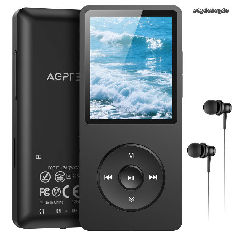 Rakuten - 【送料無料】AGPTEK MP3プレーヤー 32GB内蔵 HIFI 音楽プレーヤー 超軽量 128GBまで拡張可能 ボタン操作 音楽プレーヤー ロスレスサウンド FMラジオ ダイレクト録音対応 目覚まし時計 操作簡単 小型 通勤/ランニング/ヨガ/言語学習などに適用 ギフト プレ
