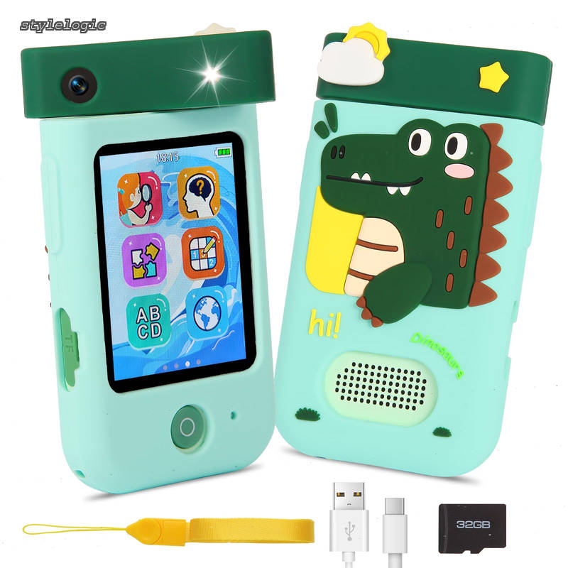 Rakuten - 【送料無料】子供用スマートフォンおもちゃ、180°回転レンズ搭載、タッチスクリーン＆シリコンケース、1080P動画対応、3〜8歳の男の子と女の子向けのおもちゃ、クリスマス・誕生日プレゼントに最適、A200
