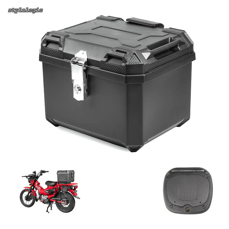 乐天商城 - 【送料無料】バイク リアボックス 45L 大容量 ABS モノコック型 軽量 トップケース 四角 耐衝撃 バイクボックス 防水 防犯対策 鍵2本付 汎用 簡単脱着 モノキーケース バックレスト 取付ベース付き ツーリング/通勤/デリバリー等 日本語取扱説明書付き