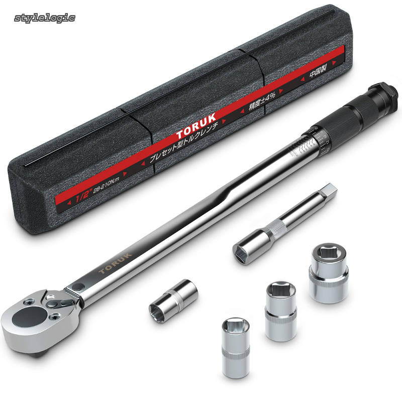 乐天商城 - 【送料無料】トルクレンチ 車 タイヤ交換 差込角12.7mm(1/2インチ) 28-210N.m ラチェット 14/17/19/21mmソケット 1/2インチエクステンションバー とるくレンチセット