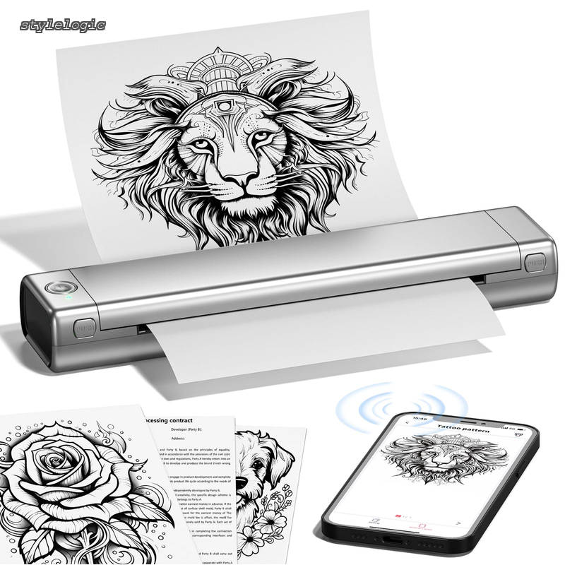 M08F 携帯モバイルプリンタコピー機 家庭用portable printer熱転写 プリンター 家庭用およびオフィス用のポータブル プリンター 8.26"x11.69" A4 感熱紙をサポート Bluetooth接続対応 Android IOS 電話 ラップトップ互換
