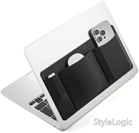 【送料無料】ノートパソコン 収納ポーチ 貼り付け 薄型 ガジェットケース マウス ケーブル 小物収納 3ポケット 再剥離粘着 伸縮素材 PCアクセサリー stylelogic-10113195 StyleLogic パッケージ画像