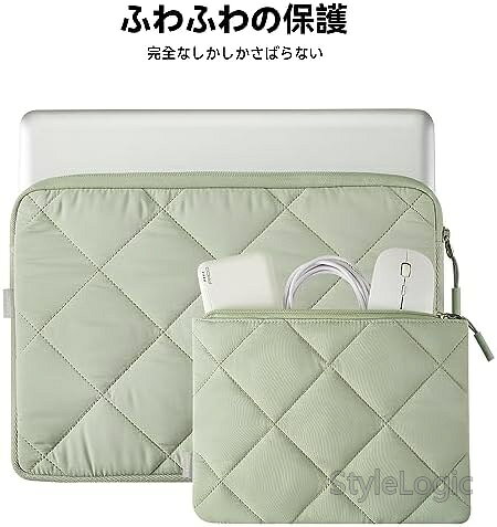 【送料無料】ノートパソコンケース 15.6 16インチ対応 クッション性抜群 通勤通学 男女兼用 ガジェットポーチ付き ミントグリーン 360度保護 軽量 薄型 撥水 おしゃれ stylelogic-10113000 StyleLogic サンプル画像2
