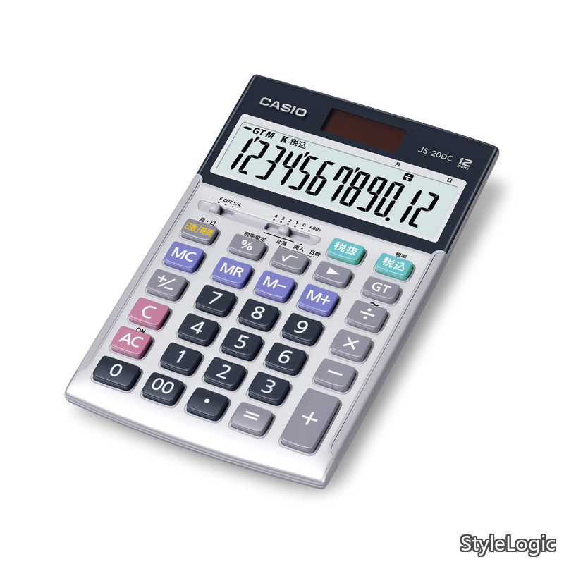 Rakuten - 【送料無料】本格実務電卓 12桁 日数&時間計算 ジャストタイプ シルバー JS-20DC-N グリーン購入法適合 エコマーク認定