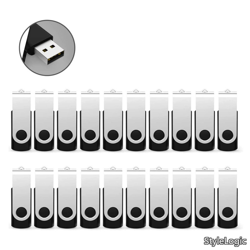 乐天商城 - 【送料無料】USBメモリ 8GB USB2.0 20個セット フラッシュドライブ 回転式 まとめ買い 業務用 メモリスティック 問屋 ストラップホール付き （黒）