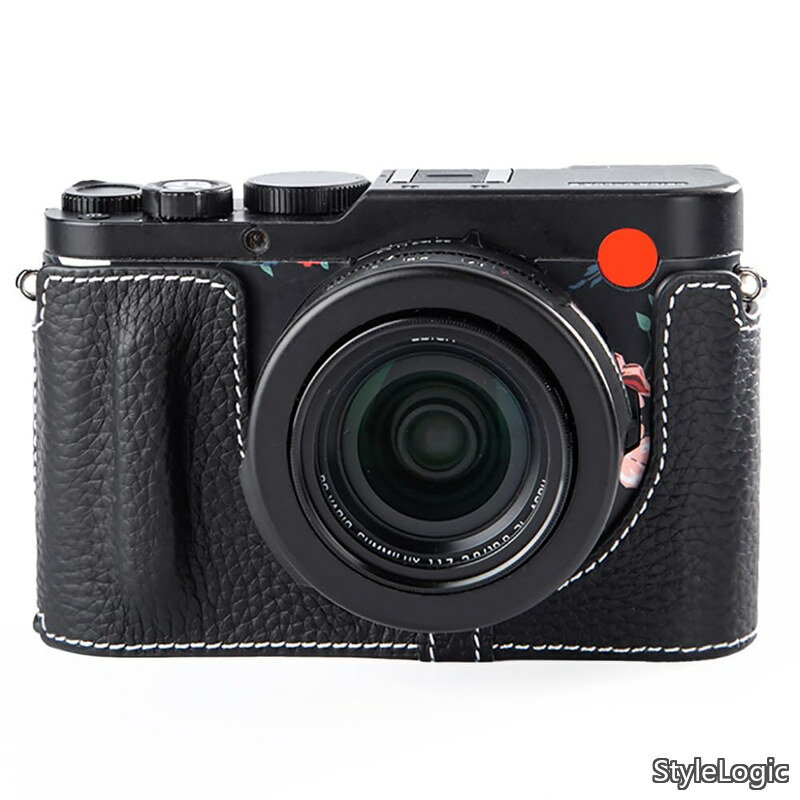 Rakuten - 【送料無料】8専用 レトロな本革（牛革）手作りのハーフケース カメラ保護カバー適用Leica D-LUX8 底面開閉 電池交換 三脚取り付け可能キズ (黒色)