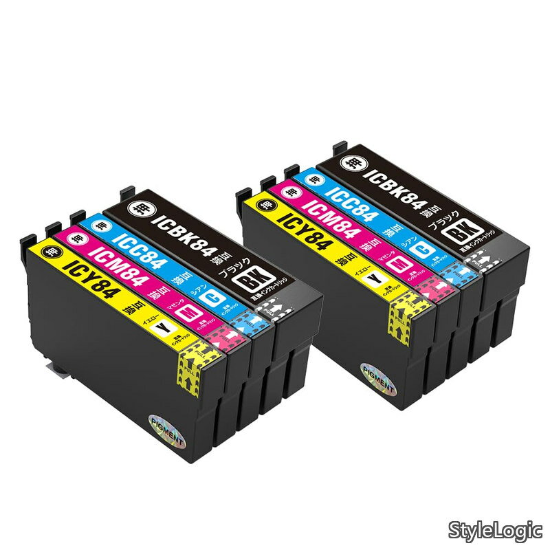 Rakuten - 【送料無料】IC4CL84 顔料 お得な4色セット×2 虫めがね エプソン 用 互換 インク カートリッジ 残量表示 (IC84 IC83 IC4CL84 IC4CL83 ICBK84 ICC84 ICM84 ICY84 ICBK83 IC