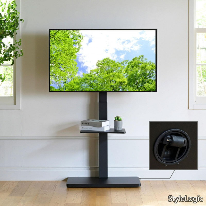 Rakuten - 【送料無料】テレビスタンド 壁寄せテレビスタンド 棚付き キャスター付き 32~65型対応 角度調節 テレビ台 幅66×奥行40×高さ126-147cm 組立品 ブラック LTS-T65C(BK)*