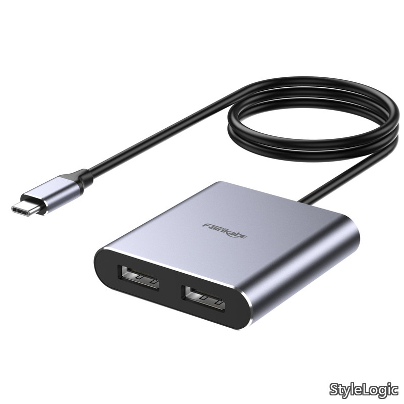 【送料無料】C to デュアル DisplayPort MST ハブ スプリッター デュアルモニター 4K@60Hz対応 USB Type-C to 2×DisplayPort 1.2 変換アダプター Windows ノートPC対応 Th