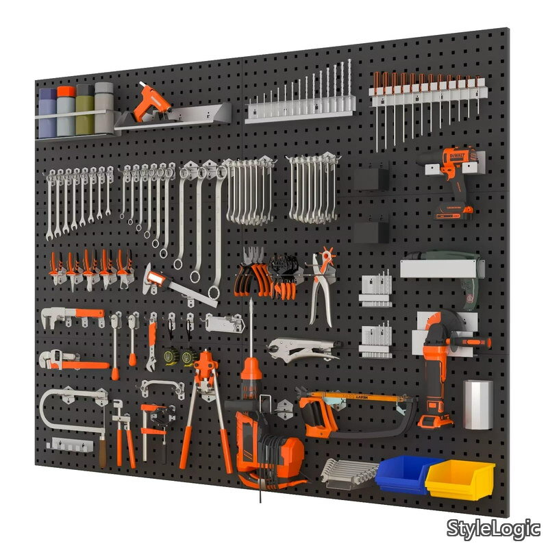 Rakuten - 【送料無料】スチール パンチングボード ブラック 業務用 600*450mm 耐荷重70KG 高耐荷重 壁掛けボード 工具 工具収納 ツールラック ガレージ 工場作業 DIY