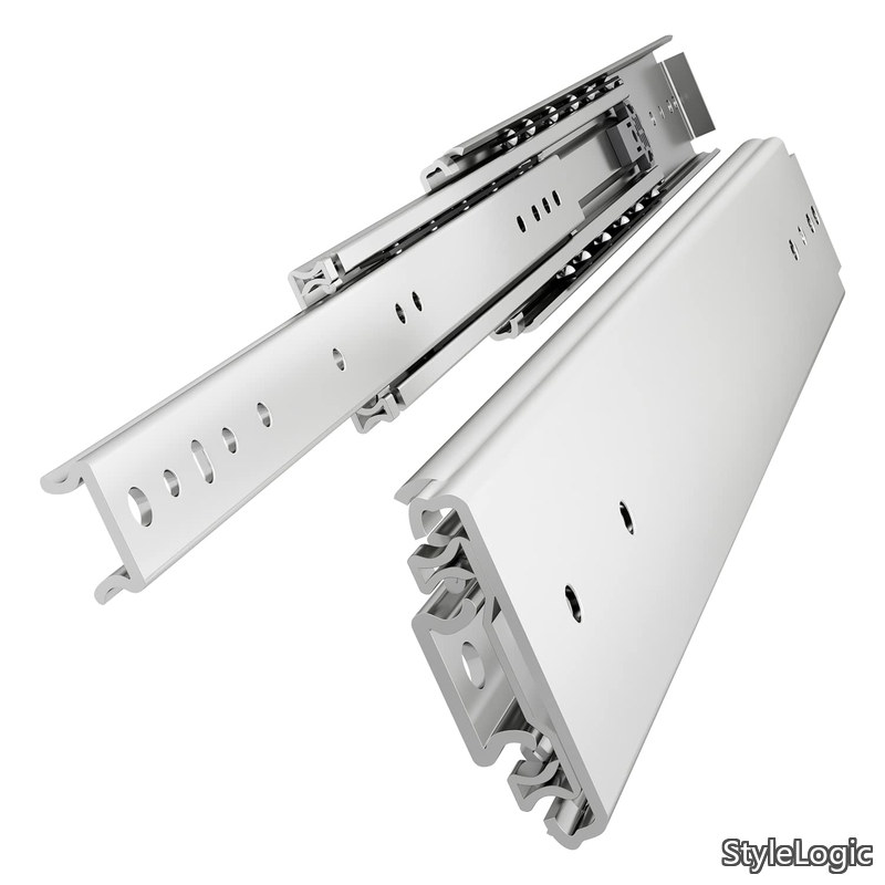Rakuten - 【送料無料】超重量用スライドレール 600mm #A76 幅76mm/204kg耐荷重 3段フルエクステンション 産業用サイドマウントレール 左右1セット
