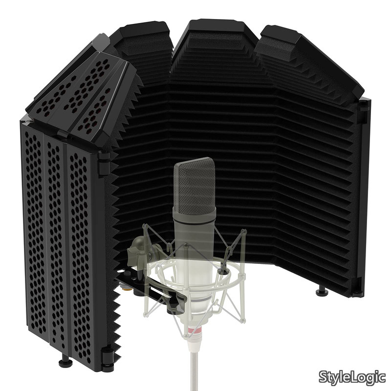 【送料無料】リフレクションフィルター マイク 防音シールド 折り畳み式 吸音材 ボーカル録音放送用 放送用リフレクションフィルター 録音吸音材 (五つ折り)
