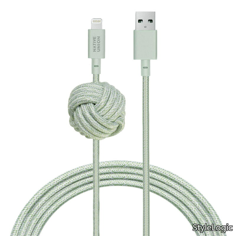 UNION  NIGHT Cable USB-A to ライトニング 高耐久 充電ケーブル アンカーノット付き -  iPhone/iPad対応 (3メートル)(Sage)