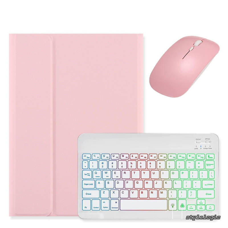 乐天商城 - 【送料無料】Galaxy Tab S9 FE+ / Tab S10+ / S9+ /S8+/S7+/S7 FE 12.4インチ用の キーボードケース 虹色バックライト付き キーボードカバー 可愛い マグネット分離式 レディース ビジネス ピンク+白