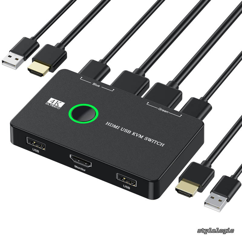【送料無料】2入力1出力 4K60Hz PC2台用 USB HDMI ス