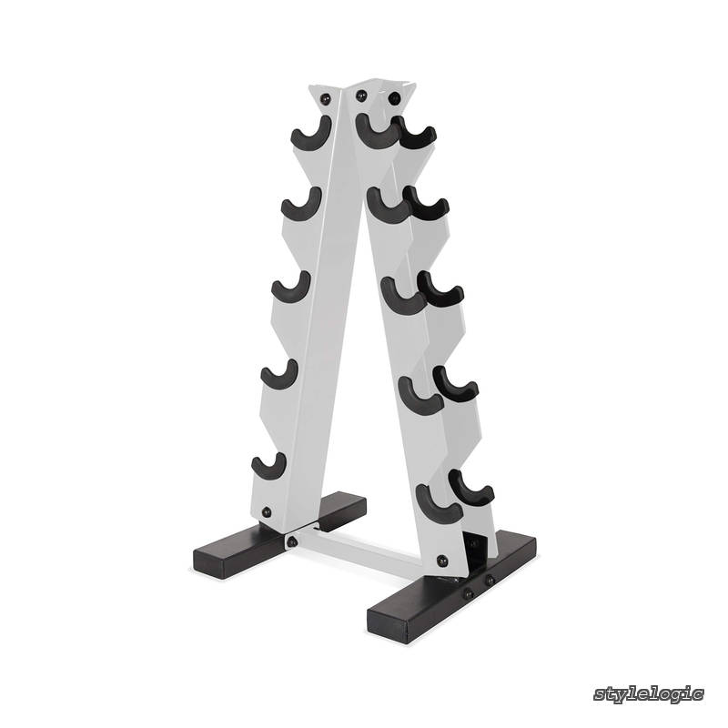 Barbell Aフレームダンベルウェイトラック ホワイト (RK-12BIS-WH)