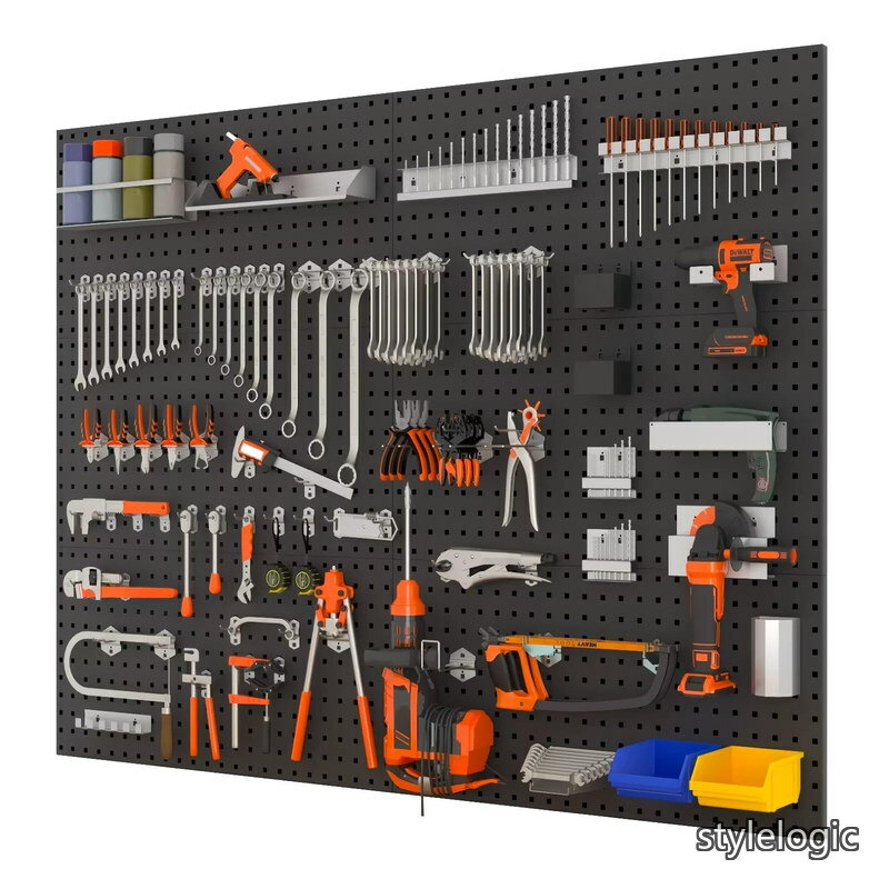 Rakuten - 【送料無料】スチール パンチングボード ブラック 業務用 900*450mm 耐荷重70KG 高耐荷重 壁掛けボード 工具 工具収納 ツールラック ガレージ 工場作業 DIY