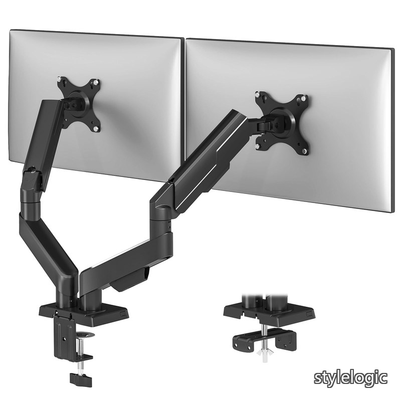 【送料無料】PCモニターアーム ディスプレイ アーム 17-35インチ対応 耐荷重2-10kg モニター アーム VESA 75*75/100*100 多角度調節 グロメット式＆クランプ式 家用 会社用 (デュアルアーム)