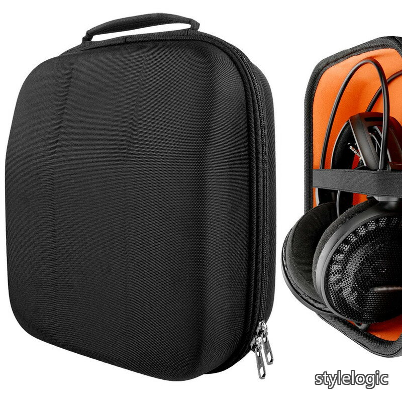 ケース Sheild ヘッドホンケース 互換性 ハードケース 旅行用 ハードシェルケース オーディオテクニカ Audio-Technica ATH-AD900X ATH-AG1X ATH-AD500X ATH-R70X に対応 収納ポーチ付き (ブラック)